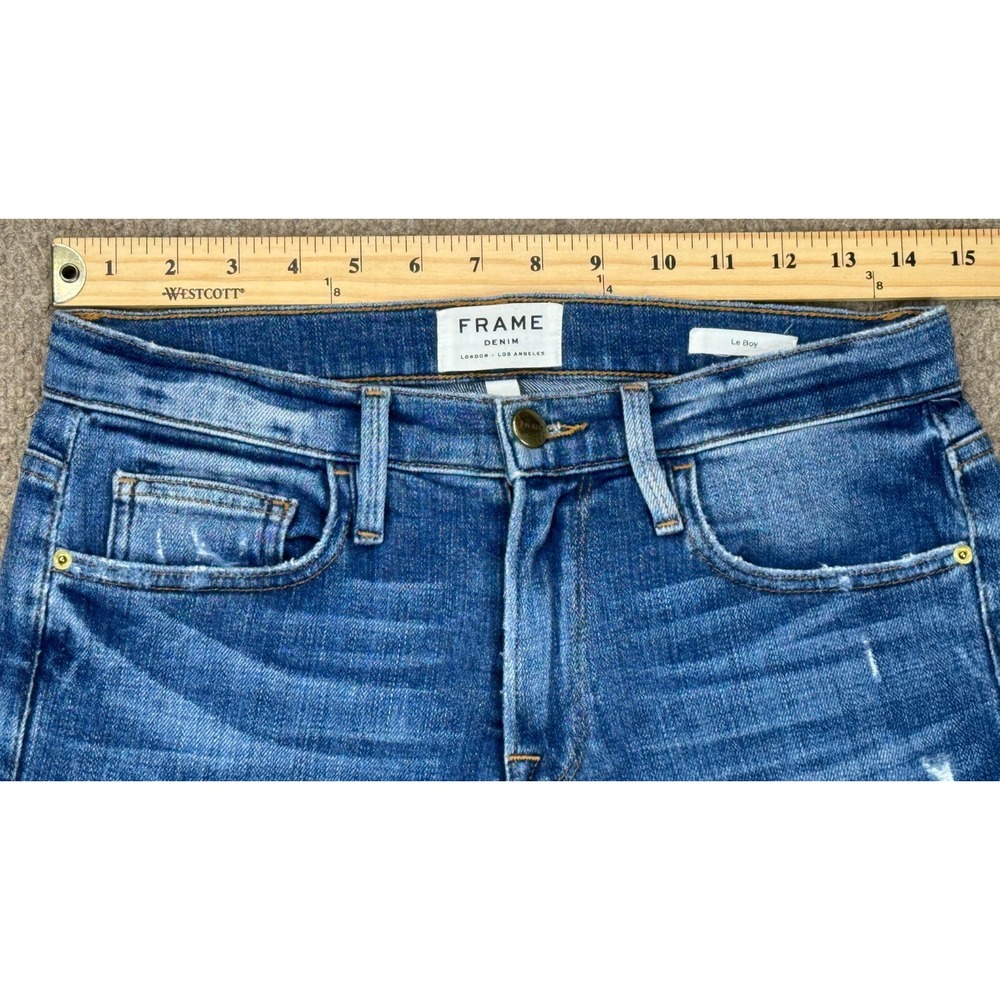 Frame Le Boy Women's 5 Pocket Distressed Zip Ankle Jeans Size 25 - Picture 12 of 16